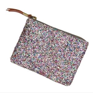 NWOT! MADEWELL The Leather Pouch Multi Color Glitter Coin Pouch Wallet